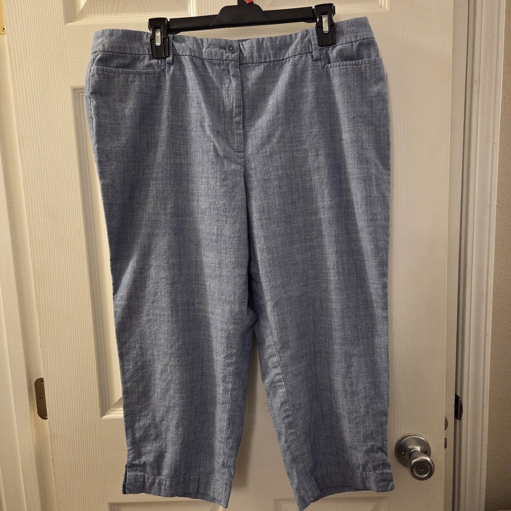 Talbots‎ sz 14 blue Perfect Skimmer capri pants 100% cotton casual summer